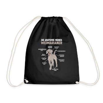 Weimaraner Anatomie Witziges Hundehalter Gassi - Turnbeutel - Schwarz - Vorne