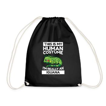 This Is My Human Costume I'm Really An Iguana - Drawstring Bag - black - Front