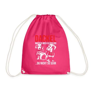 Dackel machen mich Glücklich Dackel Dachshund Spru - Turnbeutel - Fuchsia - Vorne