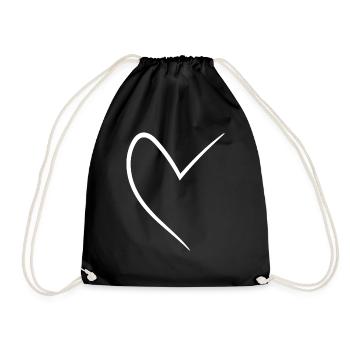White Half Heart - Drawstring Bag - black - Front