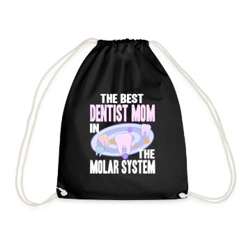 The Best Dentist Mom In The Molar System Funny - Drawstring Bag - black - Front