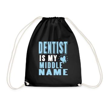 Dentist Is My Middle Name Funny Dentist T-Shirt - Drawstring Bag - black - Front