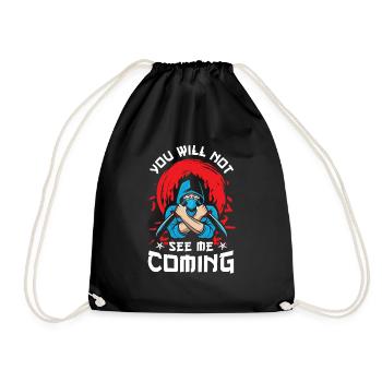 Ninja Tshirt Kids Men Ninjutsu - Drawstring Bag - black - Front