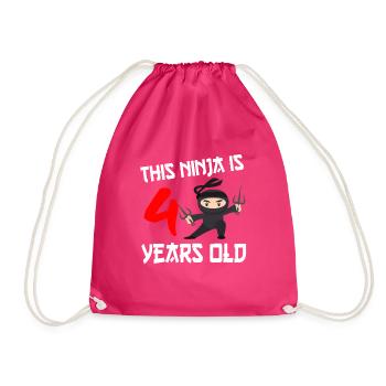 Ninja Ninjutsu Judo Katana Kids Shuriken Warrior - Drawstring Bag - fuchsia - Front