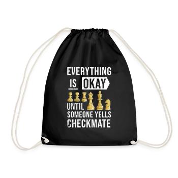 Chess Chessboard Checkmate Chess pieces King - Drawstring Bag - black - Front