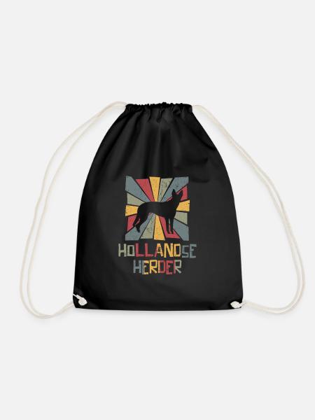 Hollandse Herder Vintage Retro - Turnbeutel - Schwarz