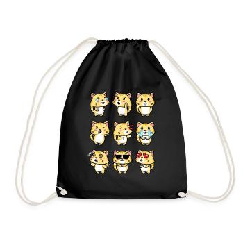 Orange Katze Kawaii Emoticons Aesthetic - Turnbeutel - Schwarz - Vorne