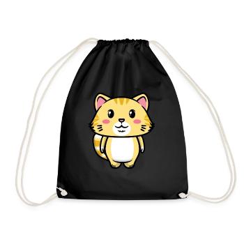 Orange Katze Kawaii Emoticons Aesthetic - Turnbeutel - Schwarz - Vorne