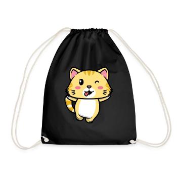 Orange Katze Kawaii Emoticons Aesthetic - Turnbeutel - Schwarz - Vorne