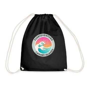 Fuerteventura Kanarische Inseln Wellen Retro Vintage - Turnbeutel - Schwarz - Vorne