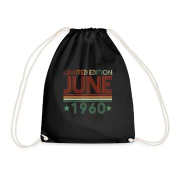62. Geburtstag Juni Jahrgang 1960 Geschenkidee - Turnbeutel - Schwarz - Vorne