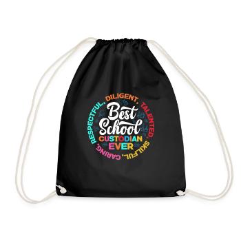 School Custodian Janitor Best School Custodian - Drawstring Bag - black - Front