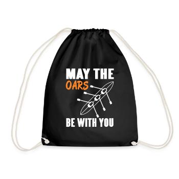 May The Oars Be With You Rowing T-Shirt Present - Drawstring Bag - black - Front