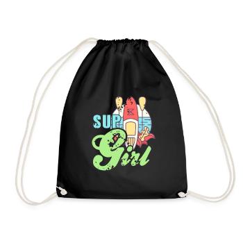 Vintage SUP Girl Rowing T-Shirt Cadeau Cadeau - Sac de sport léger - noir - Devant