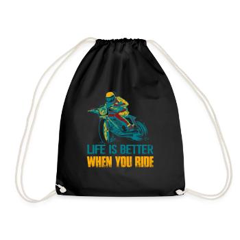 Life Is Better When You Ride Motorcycle Biker - Turnbeutel - Schwarz - Vorne