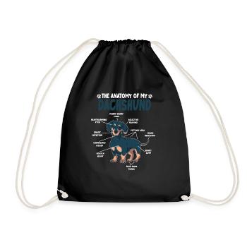 Dachshund Anatomy Funny Dog Owners Dogs - Drawstring Bag - black - Front