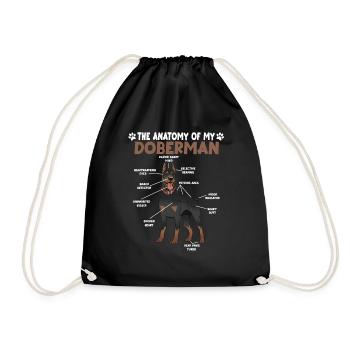 Doberman Anatomy Funny Dog Owner Dog Walking - Drawstring Bag - black - Front