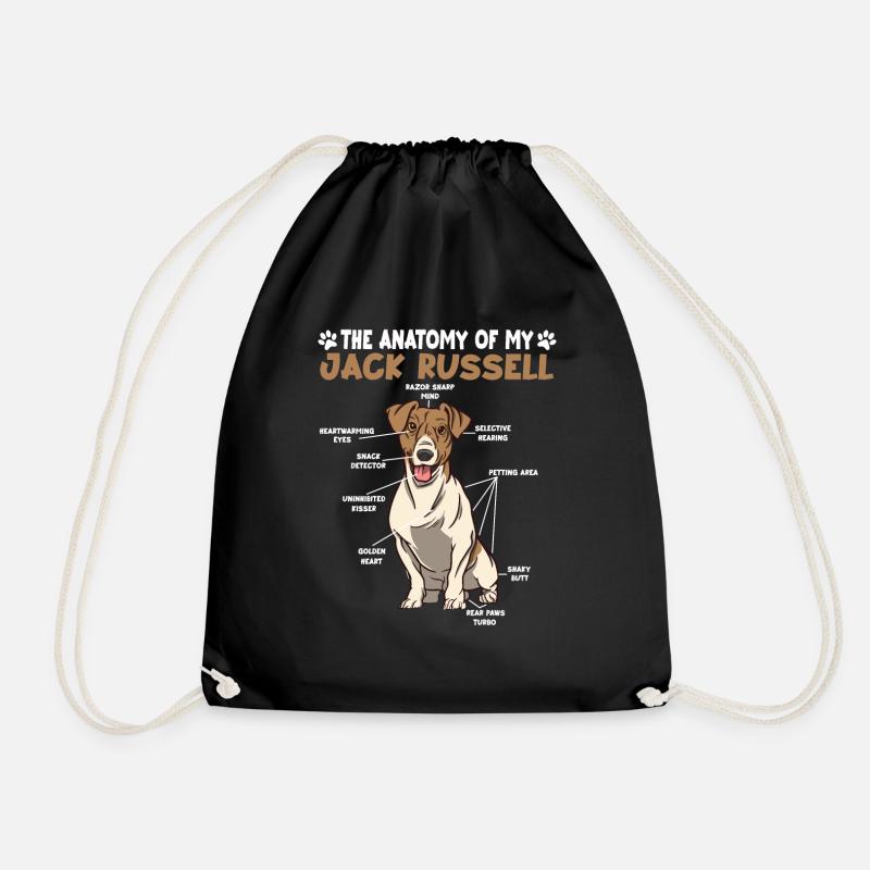 Jack Russell Anatomie lustiger Hundehalter Spazier - Turnbeutel - Schwarz