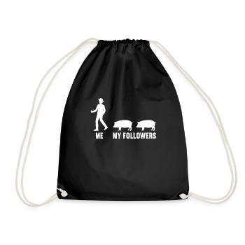 Me and my followers farmer pig pigs - Drawstring Bag - black - Front