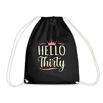 Hello Thirty Birthday Gift - Drawstring Bag - black - Front