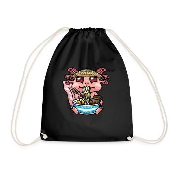 Axolotl Kawaii Ramen Noodles Anime - Drawstring Bag - black - Front