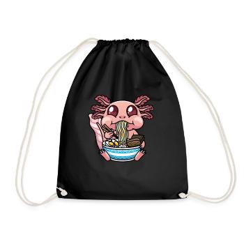 Axolotl Kawaii Ramen Noodles Anime - Drawstring Bag - black - Front