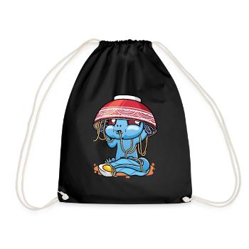 Axolotl Kawaii Ramen Noodles Anime - Drawstring Bag - black - Front