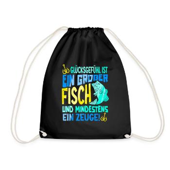 Glücksgefühl Ist Ein Großer Fisch Angeln - Turnbeutel - Schwarz - Vorne