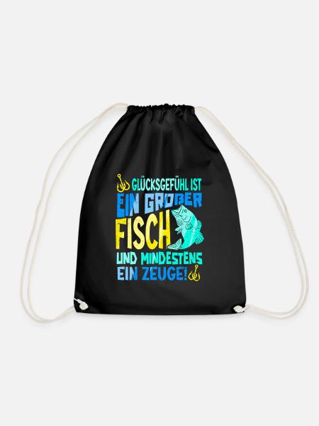 Glücksgefühl Ist Ein Großer Fisch Angeln - Turnbeutel - Schwarz