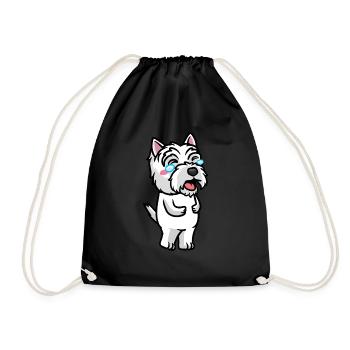 West Highland White Terrier Dog Westie - Drawstring Bag - black - Front