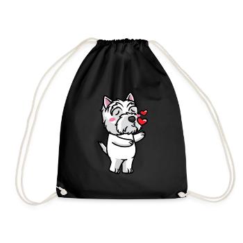 West Highland White Terrier Dog Westie - Drawstring Bag - black - Front