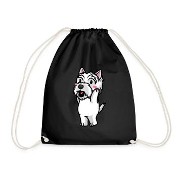 West Highland White Terrier Dog Westie - Drawstring Bag - black - Front
