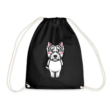 West Highland White Terrier Dog Westie - Drawstring Bag - black - Front