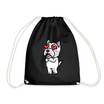 West Highland White Terrier Dog Westie - Drawstring Bag - black - Front