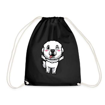 Émoticône de chien de montagne des Pyrénées - Sac de sport léger - noir - Devant