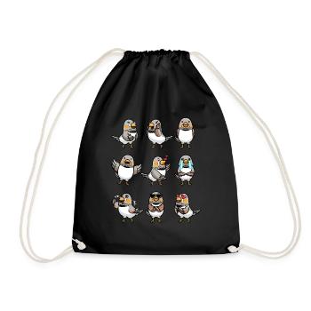 Zebra Finch Bird Emoticon - Drawstring Bag - black - Front