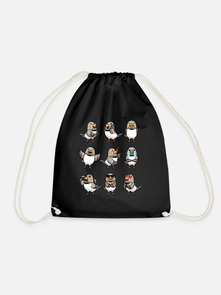 Zebrafink Vogel Emoticon - Turnbeutel - Schwarz