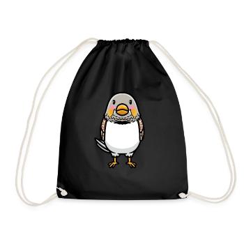 Zebra Finch Bird Emoticon - Drawstring Bag - black - Front