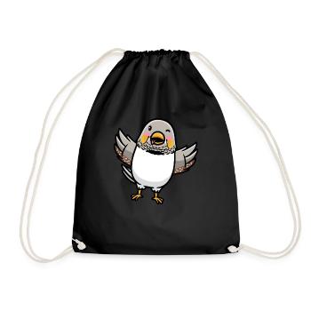 Zebra Finch Bird Emoticon - Drawstring Bag - black - Front