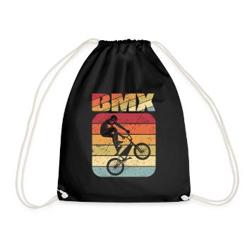 BMX cooles Retro Fan Geschenk Motiv für Junge Mädc - Turnbeutel - Schwarz - Vorne