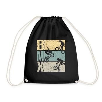BMX cooles Retro Fan Geschenk Motiv für Junge Mädc - Turnbeutel - Schwarz - Vorne