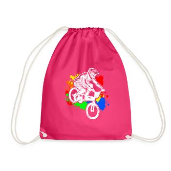 BMX cooles Retro Fan Geschenk Motiv für Junge Mädc - Turnbeutel - Fuchsia - Vorne