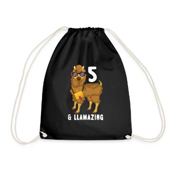 Kawaii Naissance Né 5 ans Alpaga Llama - Sac de sport léger - noir - Devant