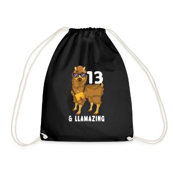 Kawaii Naissance Né Age 13 Ans Alpaga Llama - Sac de sport léger - noir - Devant