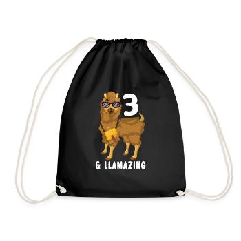 Kawaii Naissance Né 3 ans Alpaga Llama - Sac de sport léger - noir - Devant