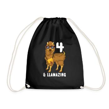 Kawaii Naissance Né 4 ans Alpaga Llama - Sac de sport léger - noir - Devant