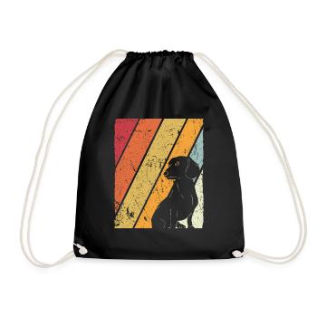 Dackel Dackelhund Hunde Silhouette Retro Vintage G - Turnbeutel - Schwarz - Vorne