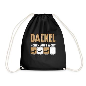 Dackel hören aufs Wort Lutsiges Dachshund & Dackel - Turnbeutel - Schwarz - Vorne