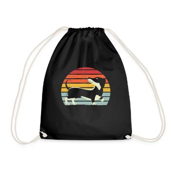 Dackel Dackelhund Hunde Silhouette Retro Vintage G - Turnbeutel - Schwarz - Vorne