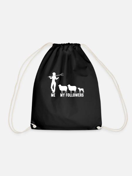 Ich und meine Follower Landwirtin Schaf Schafe - Turnbeutel - Schwarz